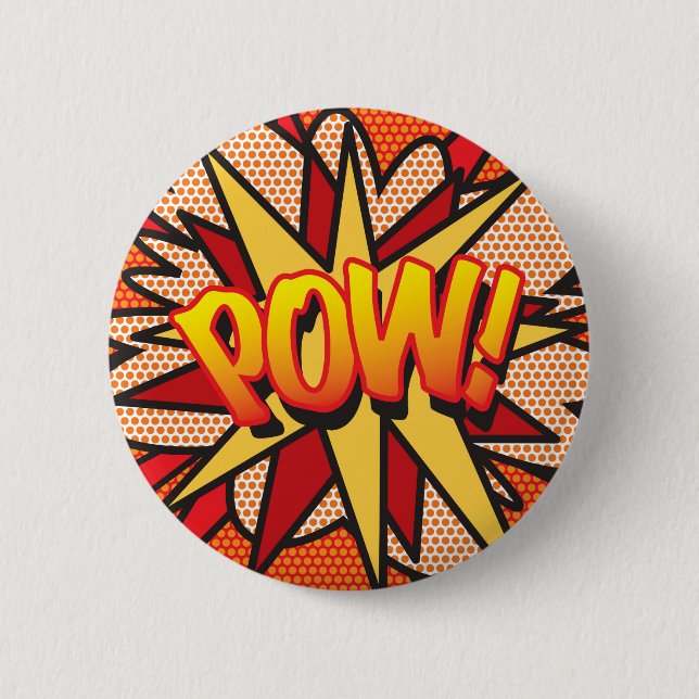 POW Fun Retro Comic Pop Kunst, Dichtung und Musik Button (Vorderseite)