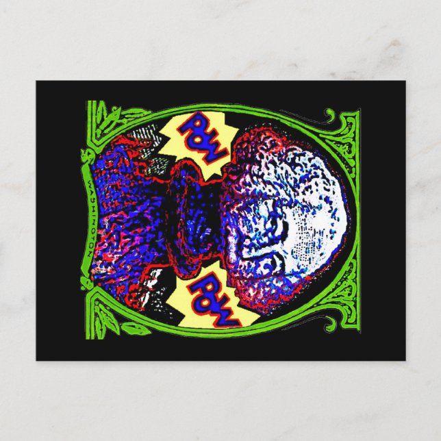 POW! Geld bläst POSTCARD auf Postkarte (Vorderseite)