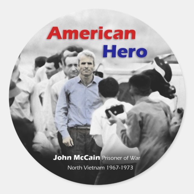 POW John McCain American Hero Runder Aufkleber (Vorderseite)