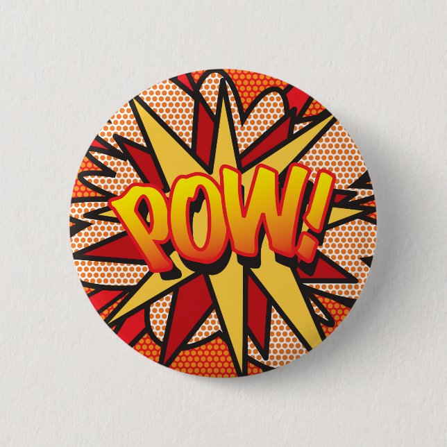 POW Lustige Retro-Comic-Book-Pop-Art Button (Vorderseite)