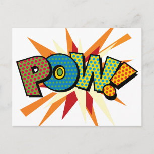 POW Lustige Retro-Comic- Pop-Art Postkarte
