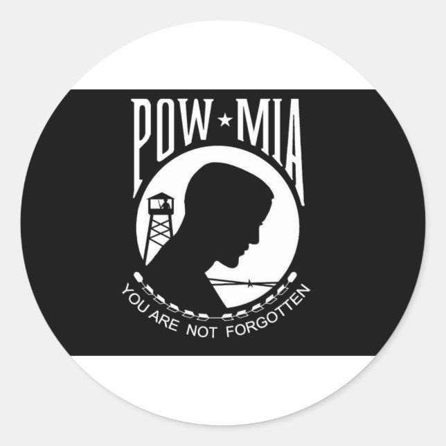 POW+MIA-Flag Runder Aufkleber (Vorderseite)