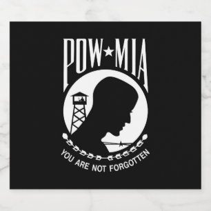 POW-MIA-Flagge: Vermisste Soldaten des Vietnamkrie Bierflaschenetikett