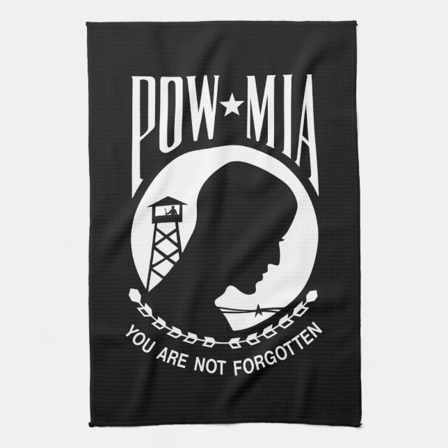 POW-MIA-Flagge: Vermisste Soldaten des Vietnamkrie Geschirrtuch (Vertikal)