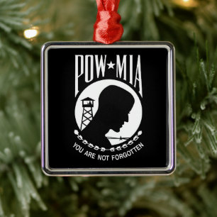 POW-MIA-Flagge: Vermisste Soldaten des Vietnamkrie Ornament Aus Metall
