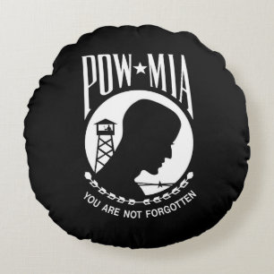 POW-MIA-Flagge: Vermisste Soldaten des Vietnamkrie Rundes Kissen