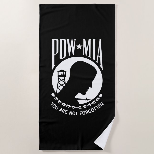 POW-MIA-Flagge: Vermisste Soldaten des Vietnamkrie Strandtuch (Vorderseite)
