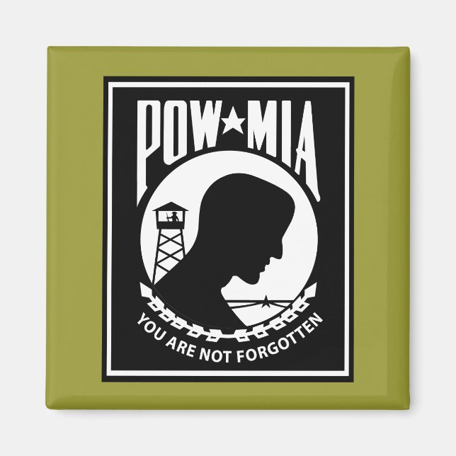 POW/MIA-Logo - Rechteck Magnet (Vorne)