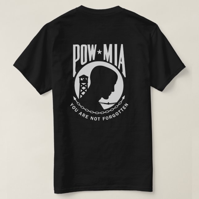 POW MIA Mens Black T - Shirt 2 (Design Rückseite)