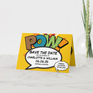 POW Save the Date Spaß Retro Comic Pop Kunst Ankündigung