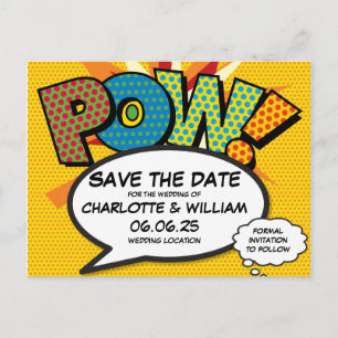 POW Save the Date Spaß Retro Comic Pop Kunst Ankündigungspostkarte