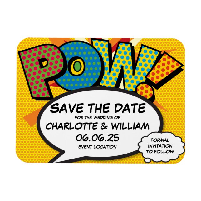 POW Save the Date SpaßModerne Farben Magnet (Horizontal)