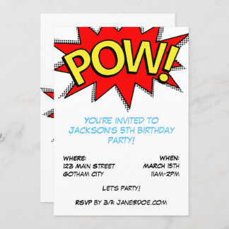 POW! Superhero Comic Book Birthday Party Template Einladung