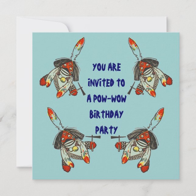 POW-WOW-BIRTHDAY-PARTEINVITATION ~ EZ2-KUSTOMIE EINLADUNG (Vorderseite)