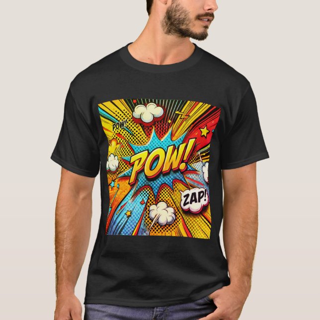 POW! ZAP! Comic Action Words - Spaß und Fett Desig T-Shirt (Vorderseite)