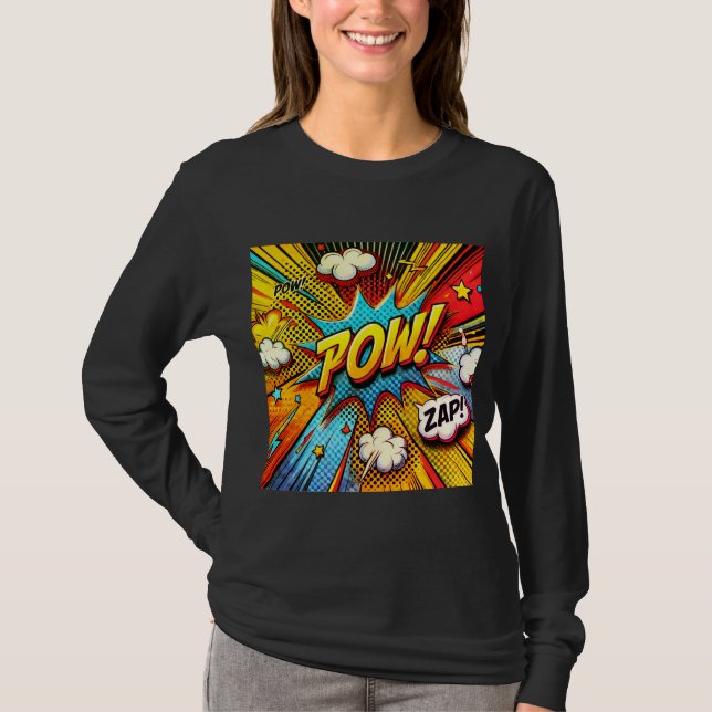 POW! ZAP! Comic Action Words - Spaß und Fett Desig T-Shirt (Vorderseite)