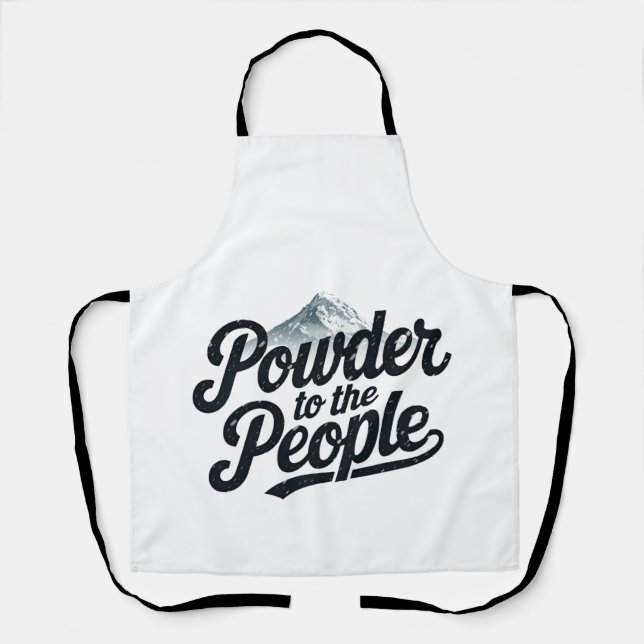 "Powder an die Menschen" Retro Snowboard & Ski Schürze (Vorderseite)