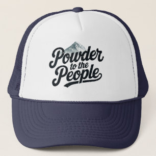 "Powder an die Menschen" Retro Snowboard & Ski Truckerkappe