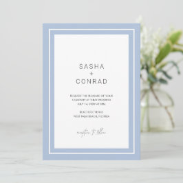 Powder Blue Bold Border Moderne Hochzeit Einladung