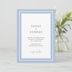 Powder Blue Bold Border Moderne Hochzeit Einladung