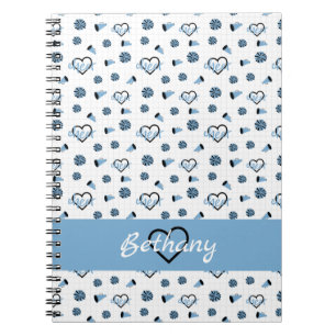 Powder Blue Cheer Hearts, Pom Poms, Megaphon Notizblock