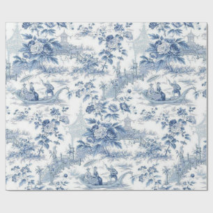 Powder Blue Chinoiserie Toile Geschenkpapier