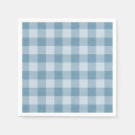 Powder Blue Gingham Buffalo Check Linen Texture Serviette