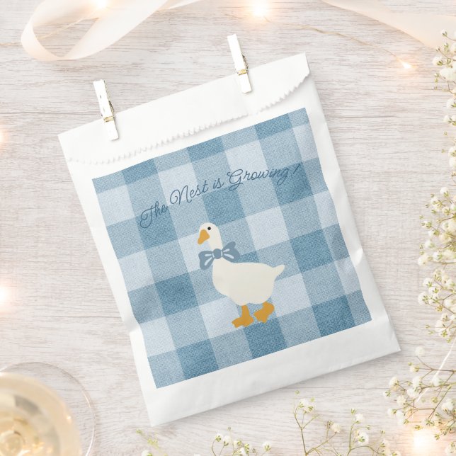 Powder Blue Gingham Goose Checkered Geschenktütchen (Ausgeschnitten)