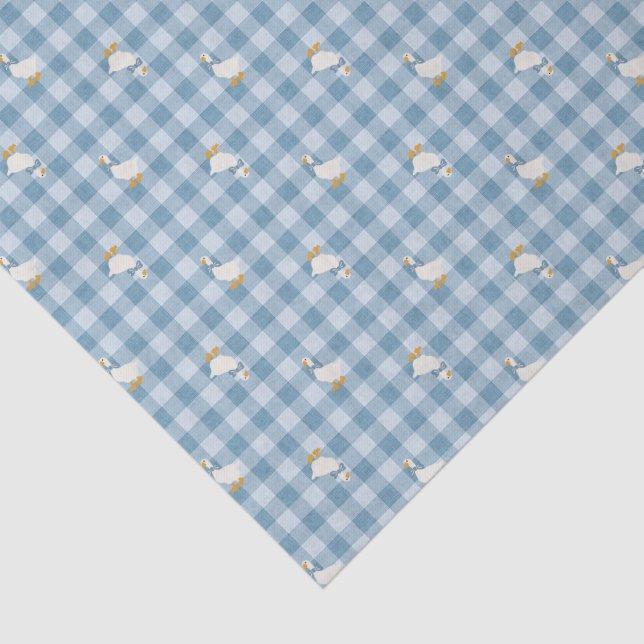 Powder Blue Gingham Goose Checkered  Seidenpapier (Ausschnitt)