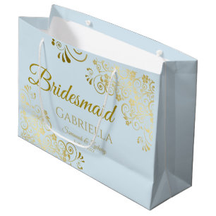 Powder Blue & Gold Lace Elegante Bridesmaid Große Geschenktüte