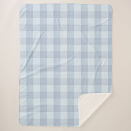 Powder Blue Large Gingham Plaid Sherpa Blanket Sherpadecke
