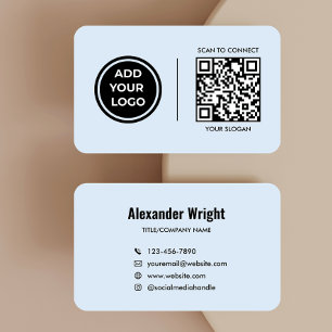 Powder Blue Logo Scan-Code Kontakt Geschäftskarte Visitenkarte
