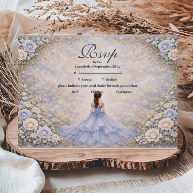 Powder Blue Rose Garden Quinceañera RSVP Karte (Von Creator hochgeladen)