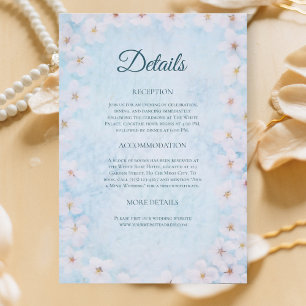 Powder Blue Sakura Spring Wedding Details Card Begleitkarte