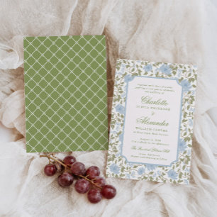 Powder Blue Salbei Englische Gartenhochzeit Einladung