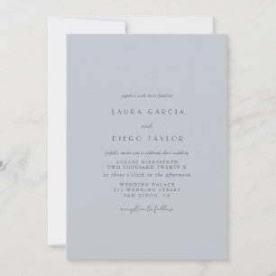 Powder Blue Simple Elegante Wedding Einladung