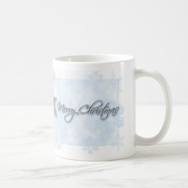 Powder Blue Snowflake Weihnachten Tasse (Rechts)