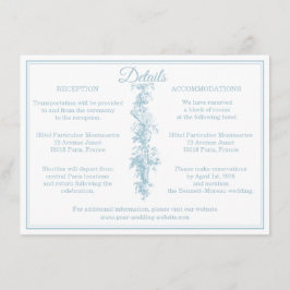 Powder Blue Toile de Jouy Wedding Details Enclosur Begleitkarte