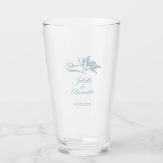 Powder Blue Toile de Jouy Wedding Glass Cup  Glas