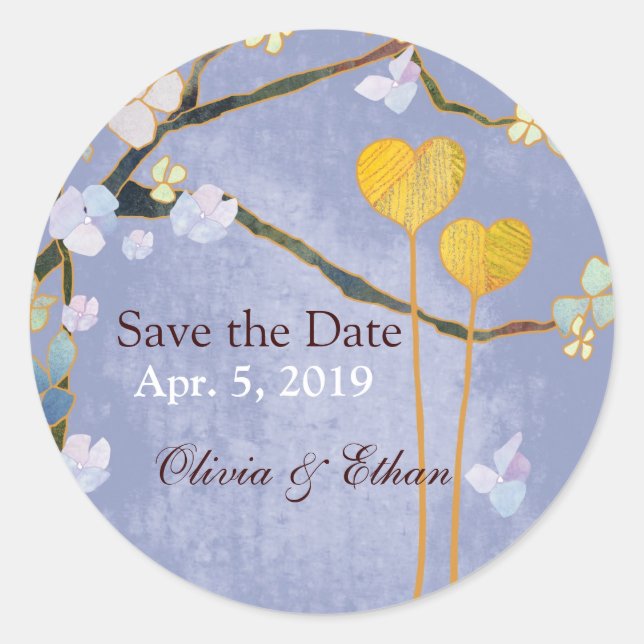 Powder Blue Wedding Save the Date Runder Aufkleber (Vorderseite)