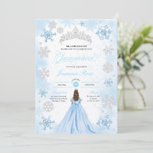 Powder Blue Winter Wonderland Quinceanera Einladung