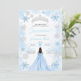 Powder Blue Winter Wonderland Quinceanera Einladung