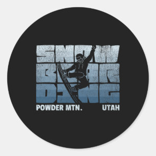 Powder Mountain Utah Snowboarding Resort Vintage S Runder Aufkleber