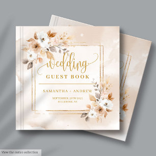 Powder Pink Fall Boho Hochzeit Gästebuch mit Gold