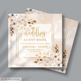 Powder Pink und Gold Fall Boho Wedding Gästebuch