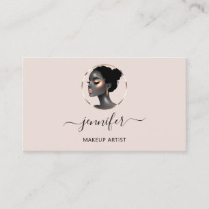 Powder Rose Gold Makeup Artist Logo Lashes QR CODE Visitenkarte