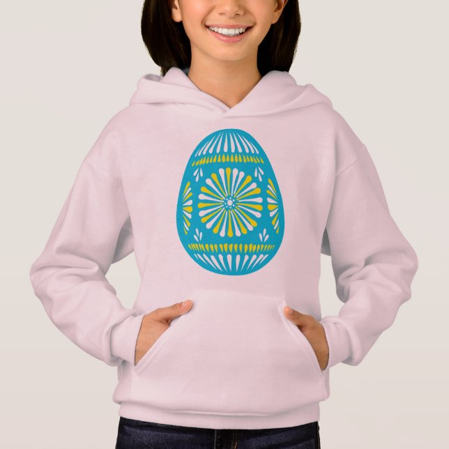 Powderblau dekorierte Osterei Hoodie (Vorderseite)