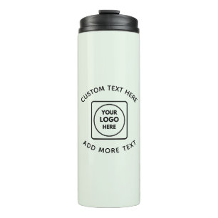 Powderblaue Logo-Text Business-Thermotasse Thermosbecher