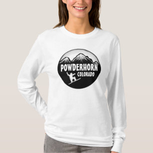 Powderhorn Colorado Schwarzer Snowboardhoodie T-Shirt