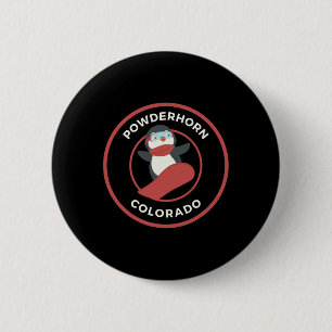 Powderhorn Colorado Snowboarden Pinguin Snowboard Button